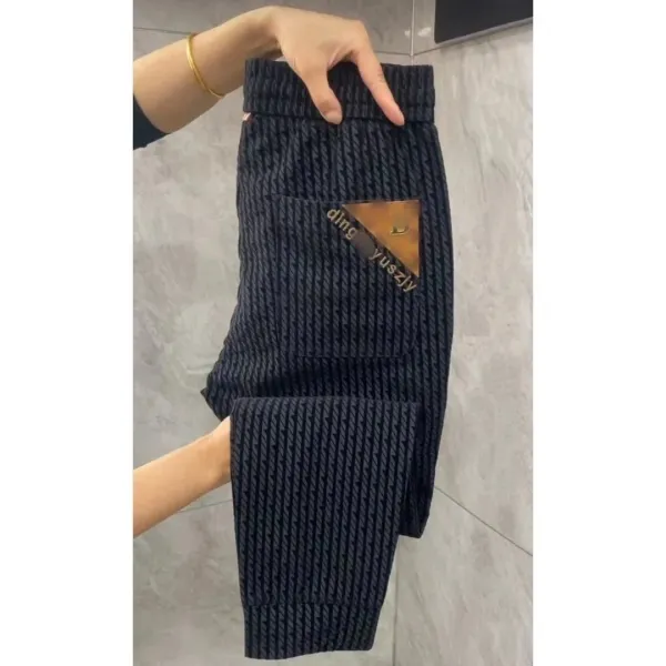 Design Houndstooth Knit Pants Beige - 7