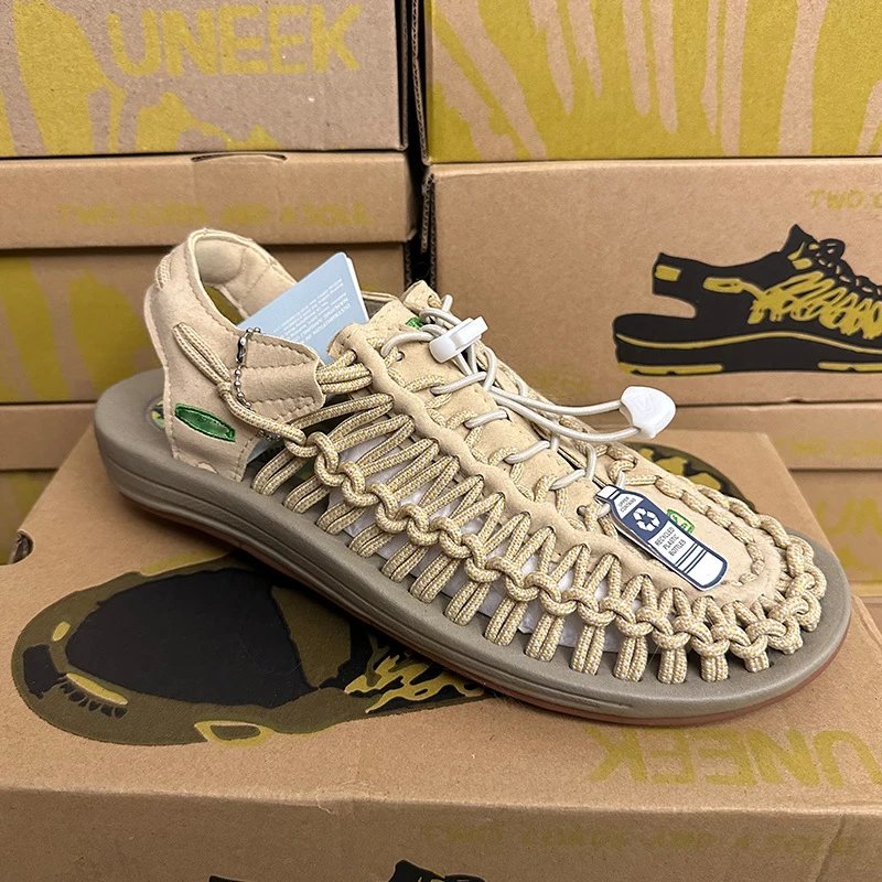 Design Keen Uneek Sandals Beige Woven Strap Sandals