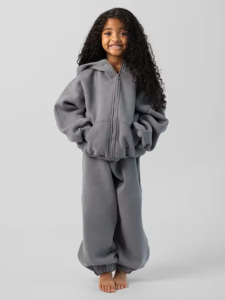 Design Oversized Zip-Up Hoodie and Jogger Set Gray - 18