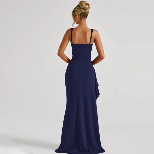 Design White Ruched High-Slit Maxi Dress - 56