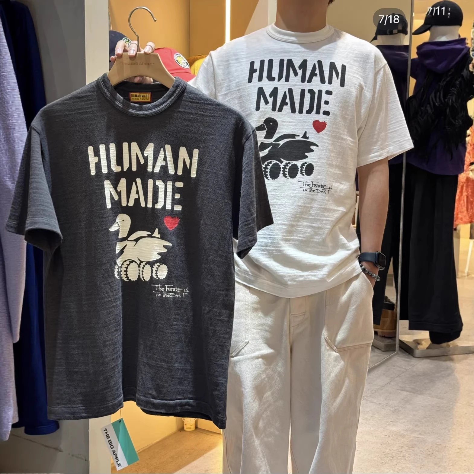 Human Made Duck Graphic Black White Casual T-Shirt