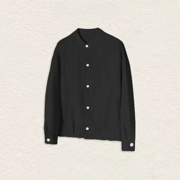 Design Mandarin Collar Shirt White Tops Shirt - 5