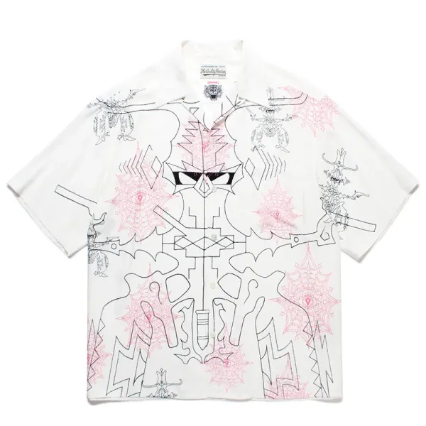 Design The Elder Statesman x Takashi Murakami Skull Pattern White Short-Sleeve Shirt - 1