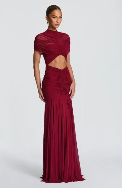 Design Ruched Sheer Cut-Out Gown Black Formal Dress - 9