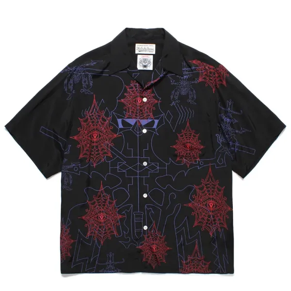 The Godfather x Spider! Hawaiian Shirt Black Red Blue - 1