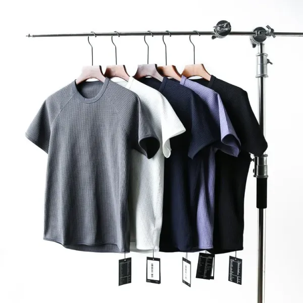 Design Waffle Knit Performance T-Shirt Navy - 2