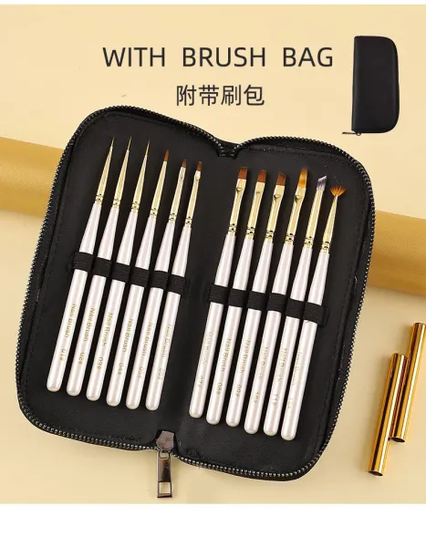 Design Nail Brush #04 Functional Brush Pink Gold Nail Art Brush Accessories - 9