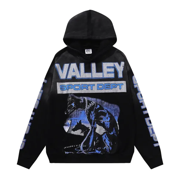 Design Valley Sport Dept Graphic Hoodie Black Hoodie - 1