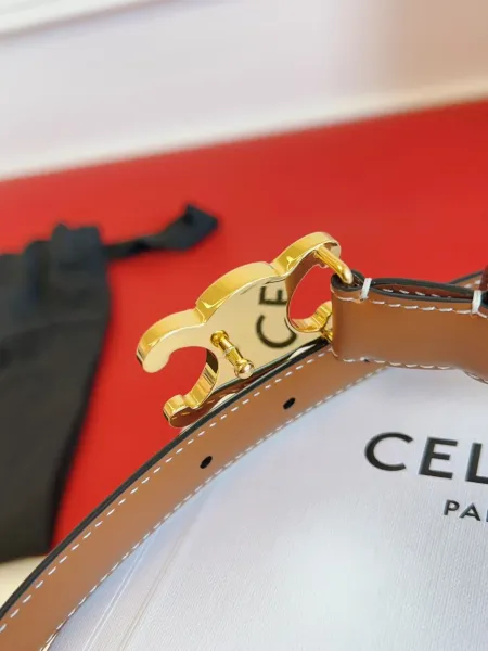 Celine Triomphe Belt Tan Leather Gold-Tone Hardware - 4