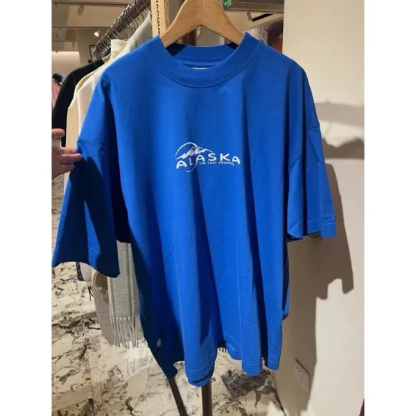 Design Alaska 'The Last Frontier' Graphic T-Shirt Blue T-Shirts - 4