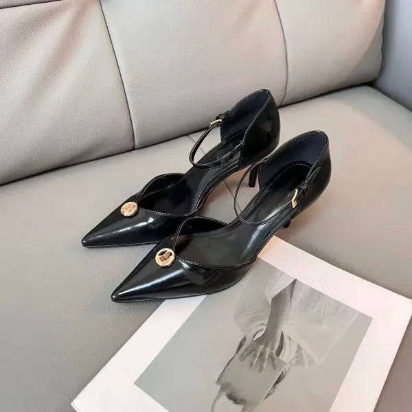 Design Pointed-Toe Mary Jane Stiletto Heels Black - 10