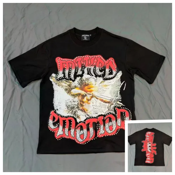 Design Mixed Emotion Mixed Emotion Graphic T-Shirt Black T-Shirts - 1