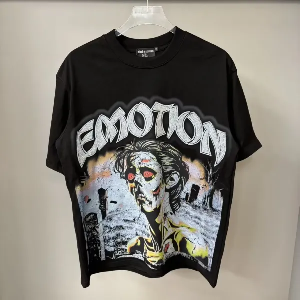 Design Mixed Emotion Emotion Graphic Print Black T-Shirt T-Shirts - 1