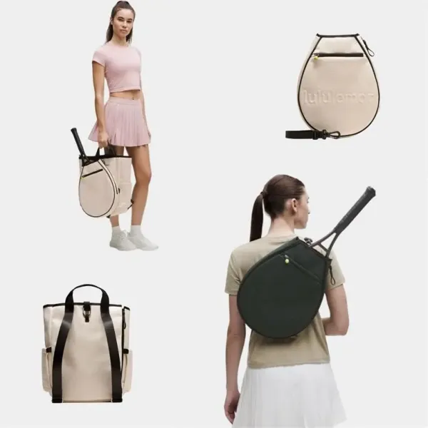Design Canvas Backpack Beige with Black Straps - 5