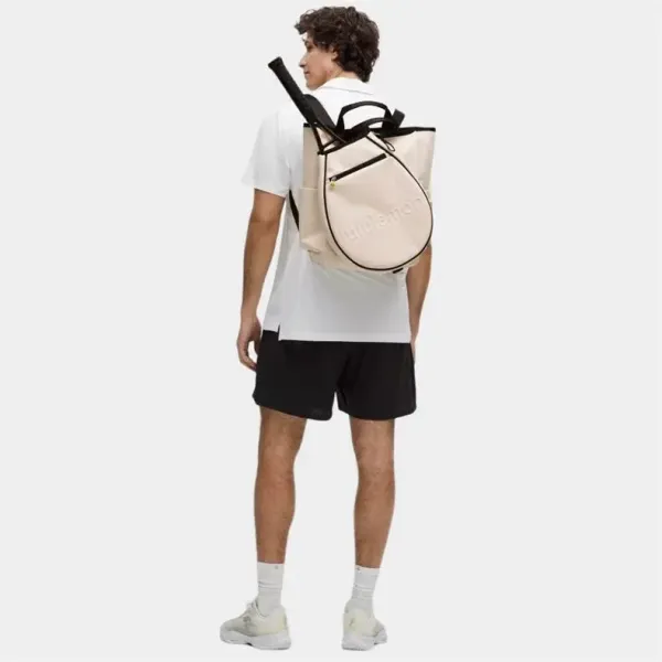 Design Canvas Backpack Beige with Black Straps - 6