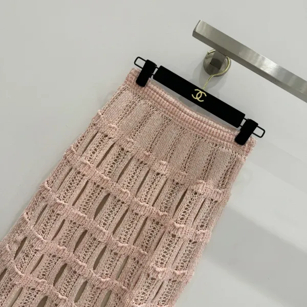 Chanel Knit Vest Top with Leather Belt Beige - 9