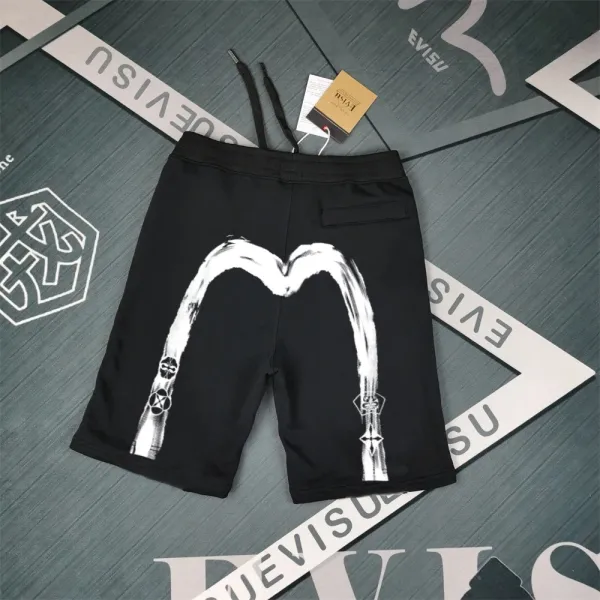 Evisu M Logo Print Black Sweatshorts Shorts - 4