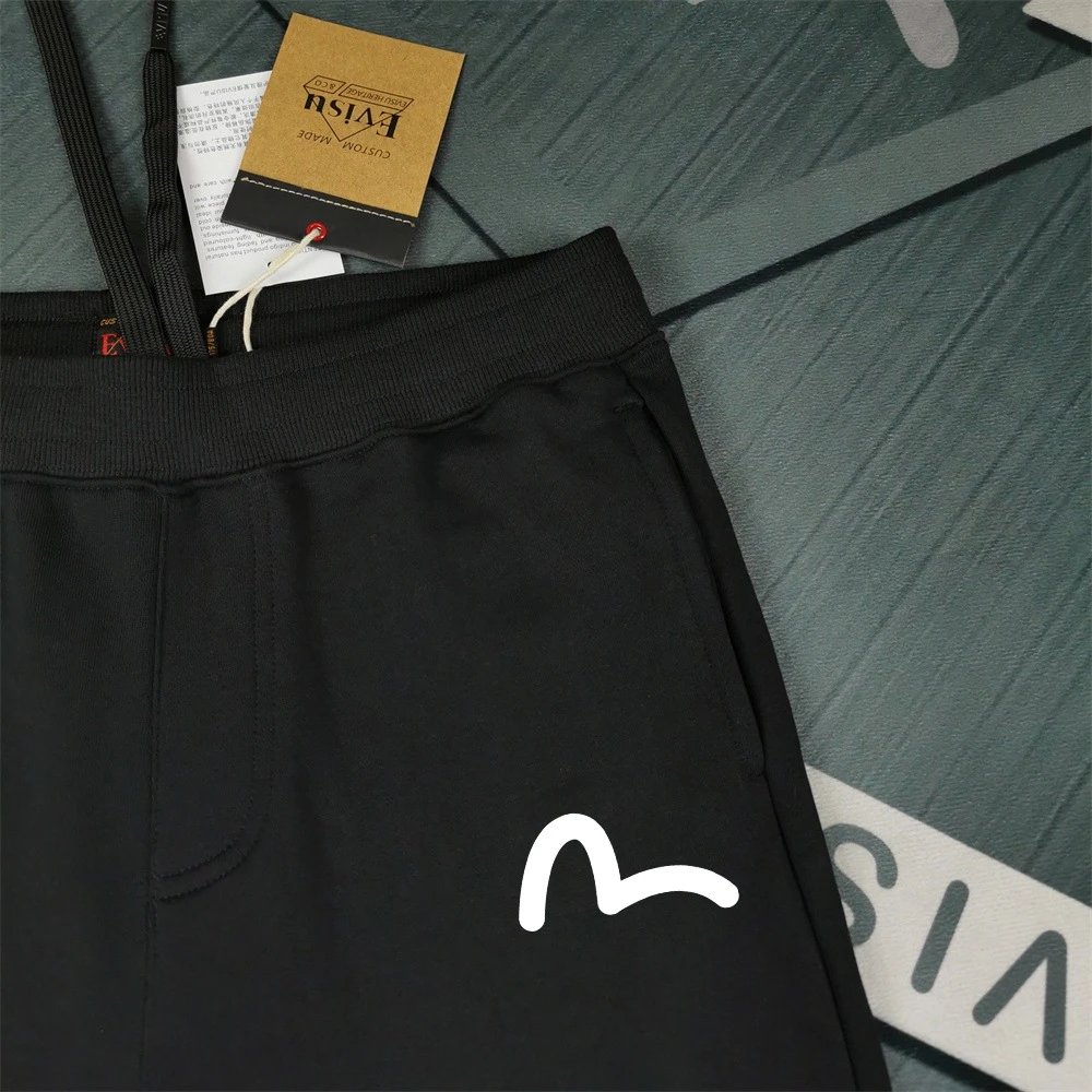 Evisu M Logo Print Black Sweatshorts Shorts - 7