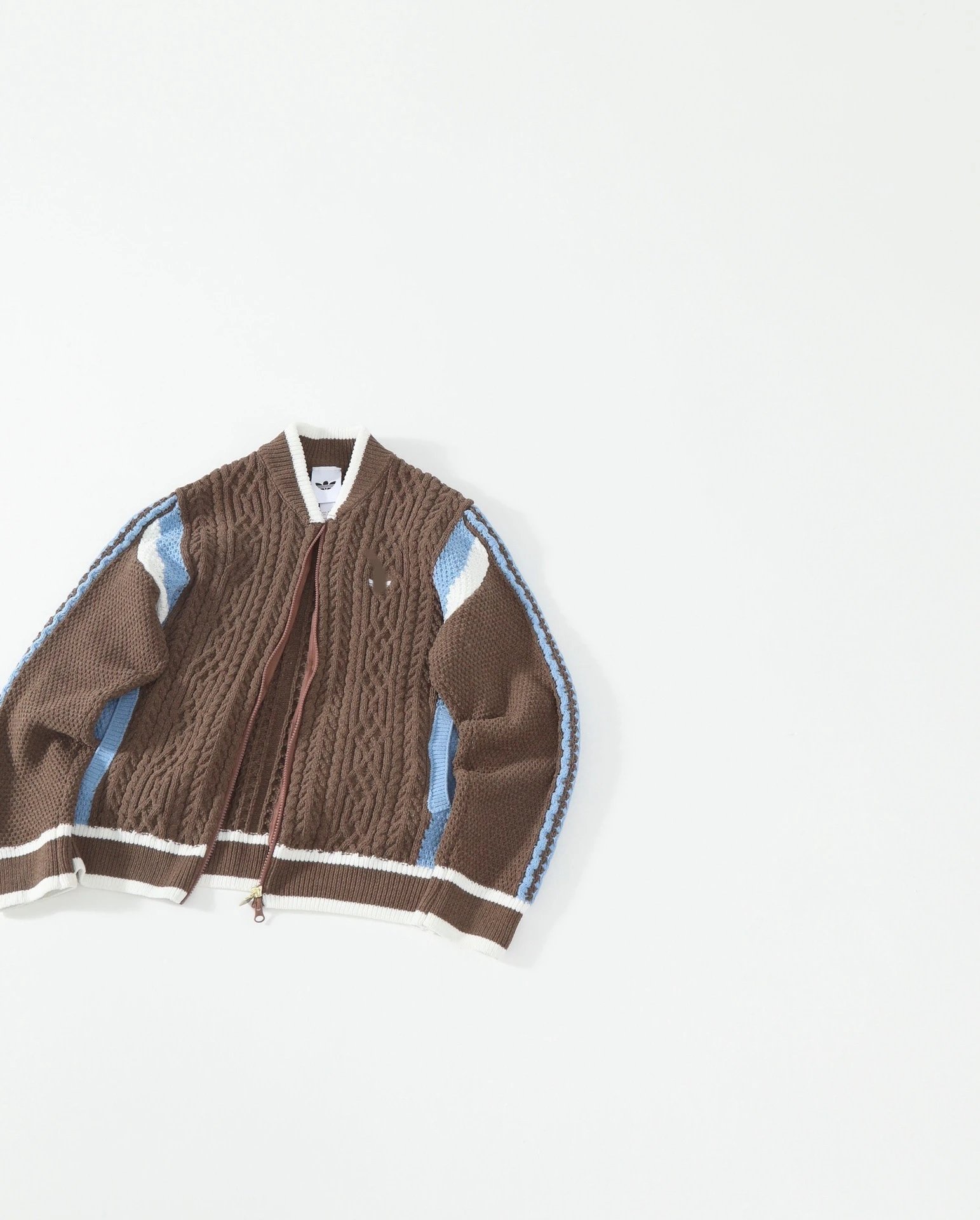 Design Cable Knit Color-Block Bomber Jacket Brown and Green Outerwear.jacket - 10
