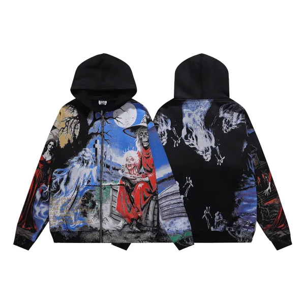 Design Horror Illustration Zip-Up Hoodie Multicolor - 1