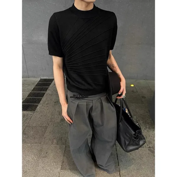 Design Short-Sleeve Turtleneck Sweater Gray - 6