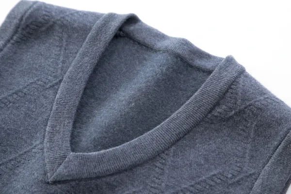 Design V-Neck Knit Vest Navy Blue Vest Top - 70