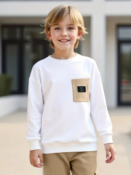 Design Oversized Pocket Sweatshirt and Cargo Pants Set in White and Army Green Casual Set - 23