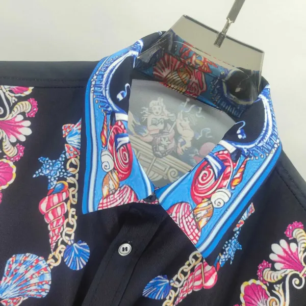 Versace Baroque Print Shirt and Shorts Set Navy Multicolor - 4