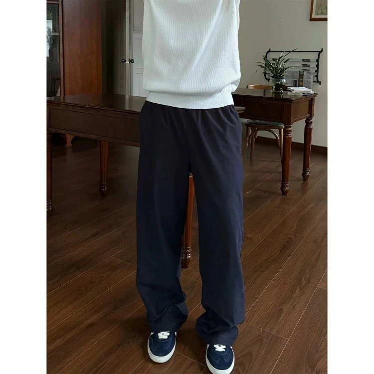 Design Wide-Leg Relaxed Fit Navy Pants - 8
