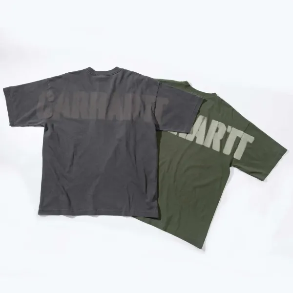 Carhartt Work In Progress Logo Print Oversized T-Shirt Army Green - 4