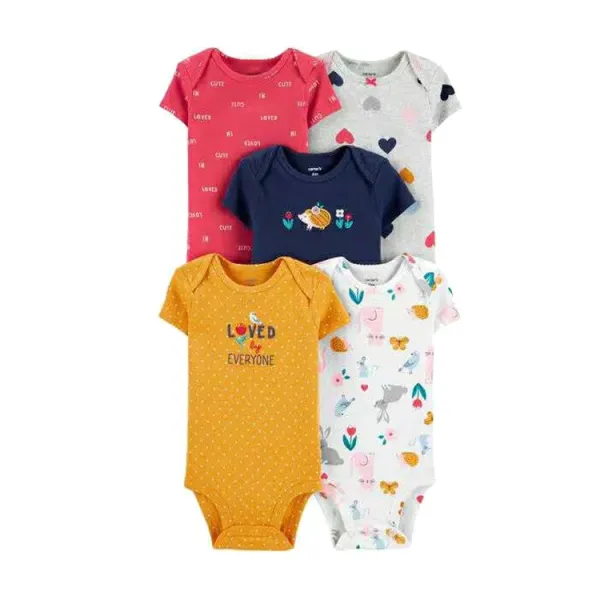 Design Carter's Animal Print Short Sleeve Bodysuits Set Multicolor Baby Onesies Clothing - 45