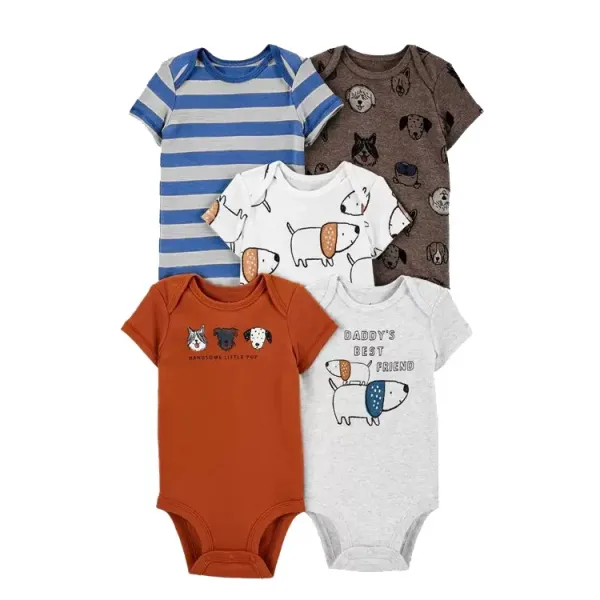 Design Carter's Animal Print Short Sleeve Bodysuits Set Multicolor Baby Onesies Clothing - 14