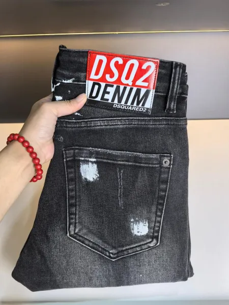 Dsquared2 New Rider Jean Distressed Black Denim Shorts - 3