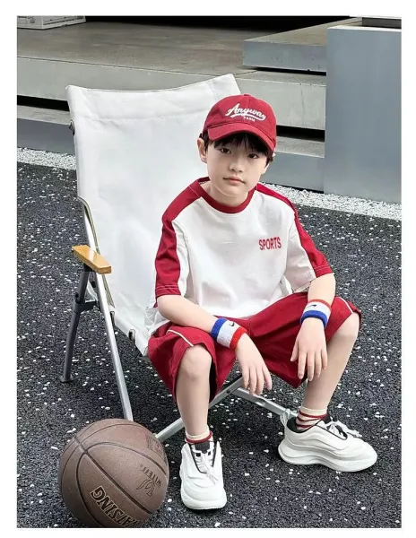 Design Anywas Sports Raglan T-Shirt and Shorts Set Red / White Sets - 10