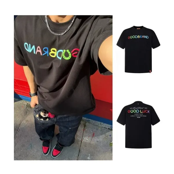 GOOD BRAND Rainbow Logo Graphic T-Shirt Black - 4
