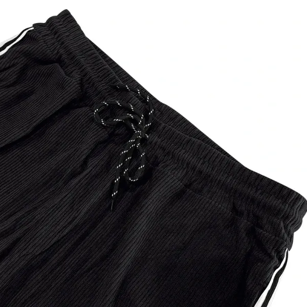 Design Corduroy Track Pants Black with White Stripes Sweatpants - 20
