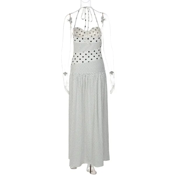Design Polka Dot Wrap Maxi Dress Beige - 29
