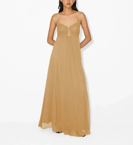 Design Olive Green Ruched Keyhole Maxi Dress - 8
