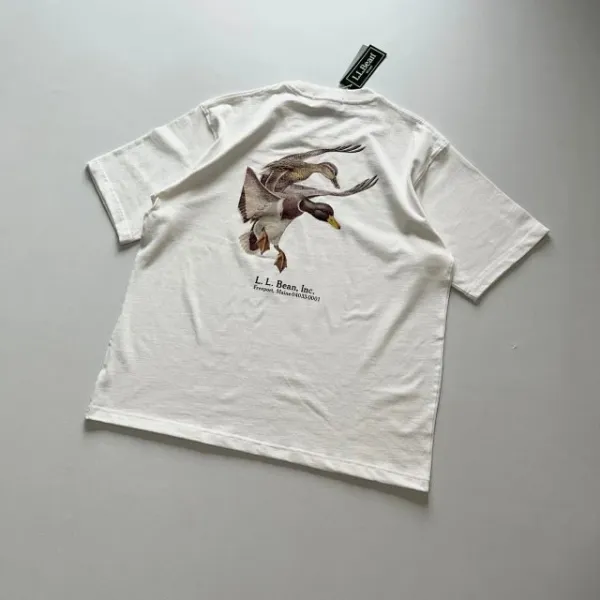 Design L.L. Bean Inc. Duck and Basset Hound Graphic T-Shirt White / Heather Gray T-Shirts - 15