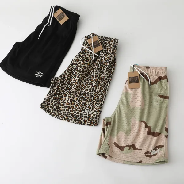 Stussy Leopard Print Drawstring Shorts Multicolor - 15