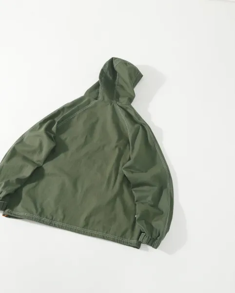 Design Anorak Hooded Windbreaker Army Green Outerwear - 4