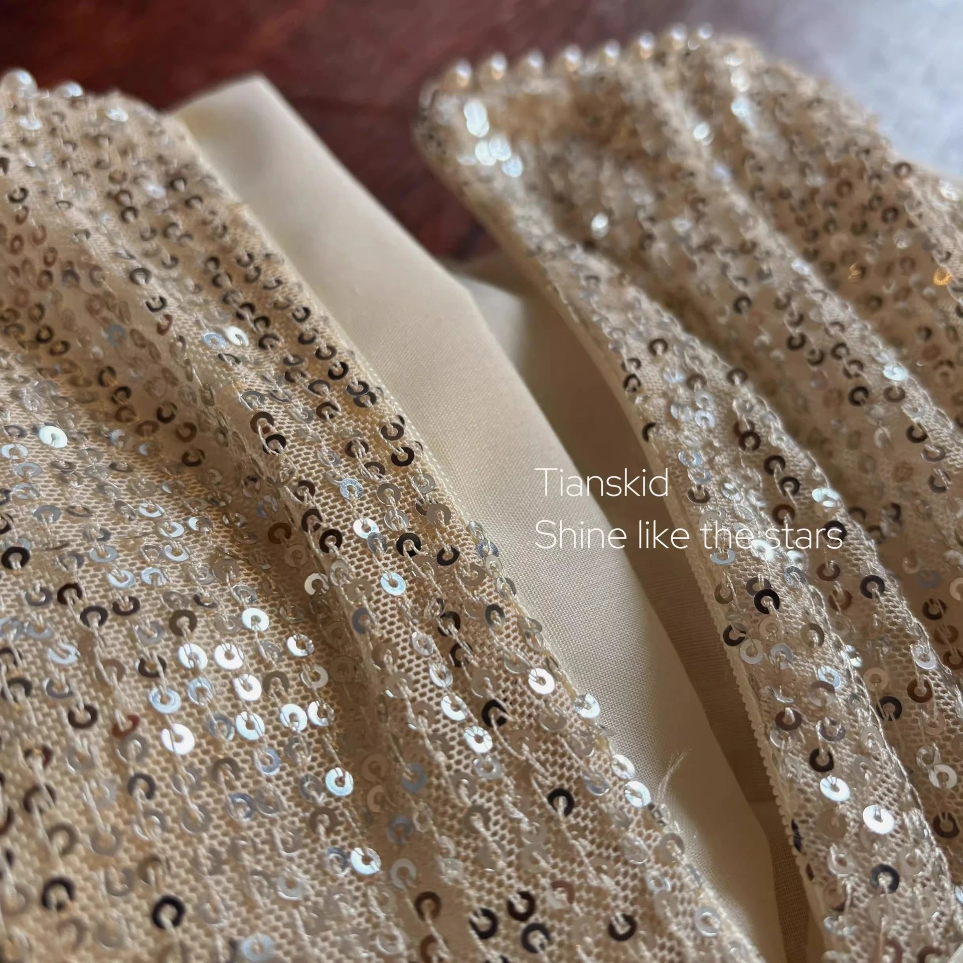 Design Embellished Sequin Bow Tiered Dress in Ivory - 7