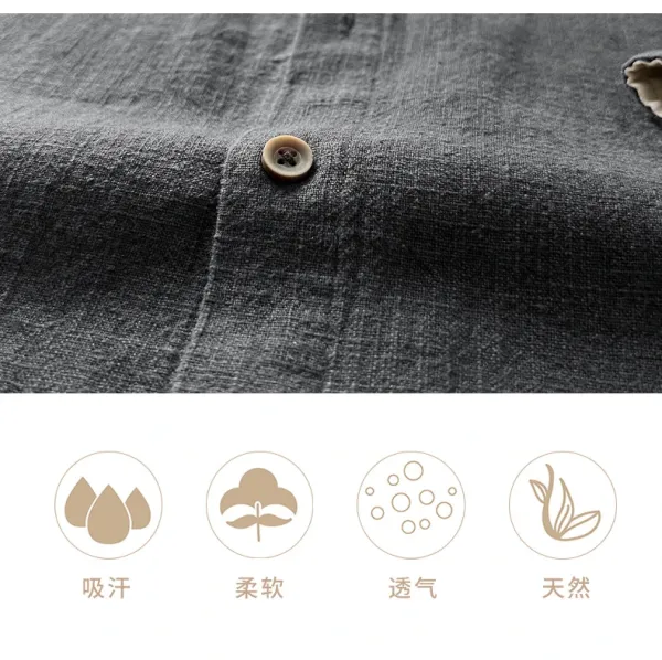 Design Mandarin Collar Linen Blend Jacket Gray Outerwear Jacket - 5