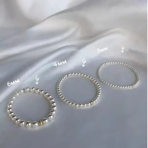 Design Pearl Bead Bracelet Set Silver 3mm / 4mm / 6mm Bracelets Jewelry - 9