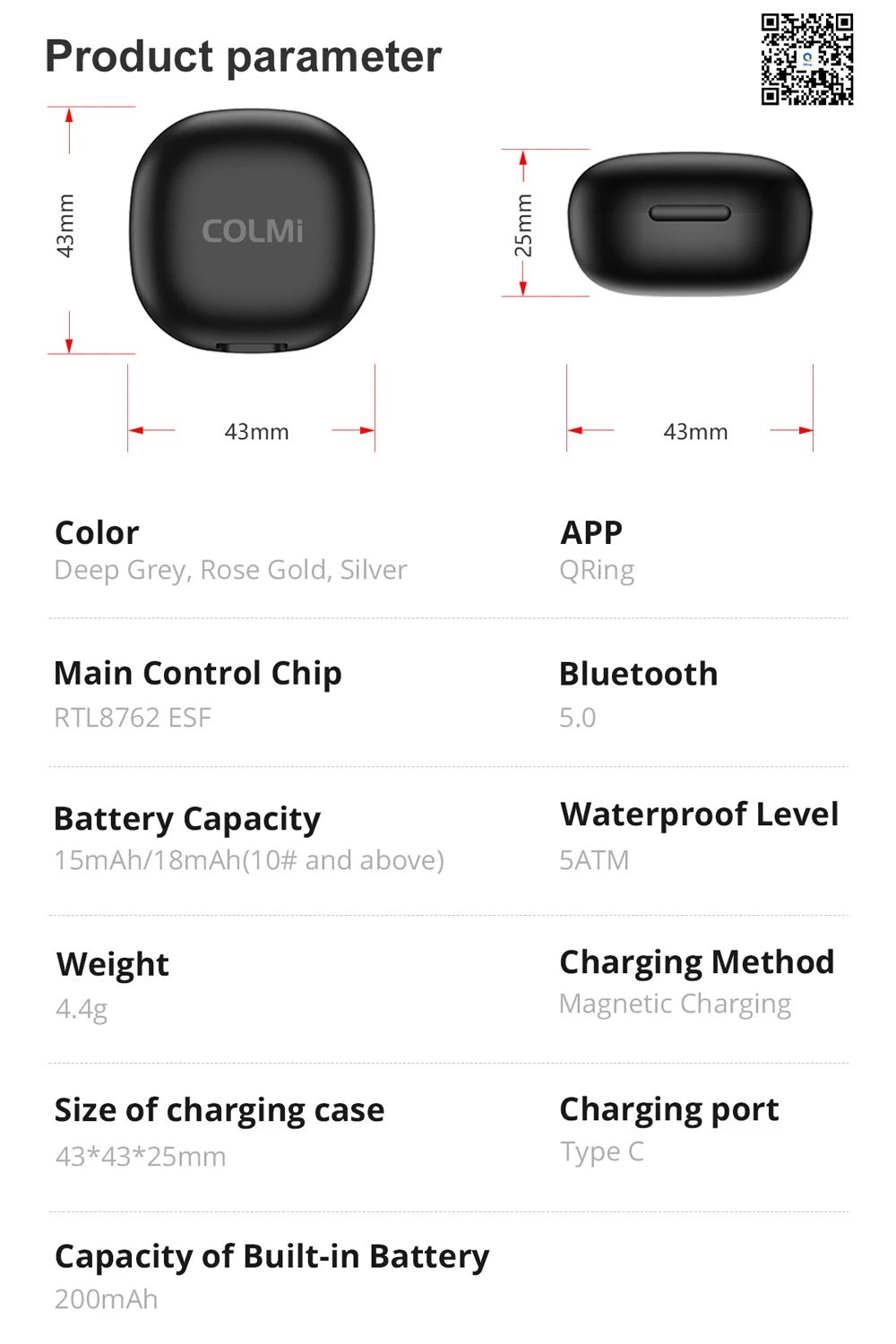 Design COLMi Smart Ring Black Smartwatch Smartwatches - 16