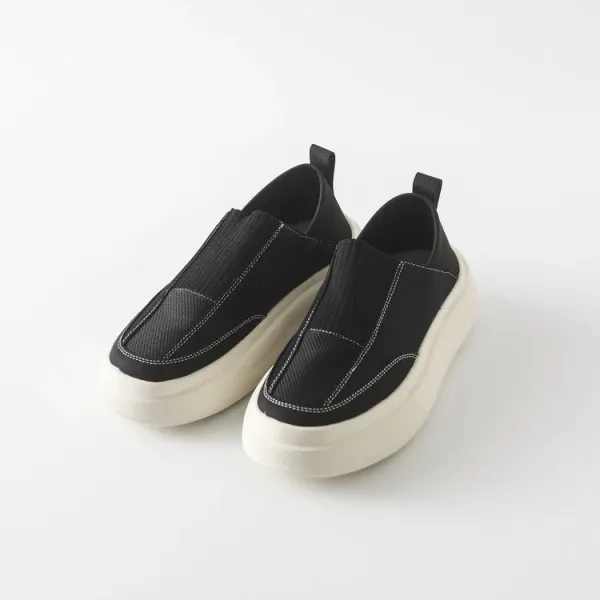 Design Slip-On Platform Sneakers Black and Cream Chunky Sneakers - 1