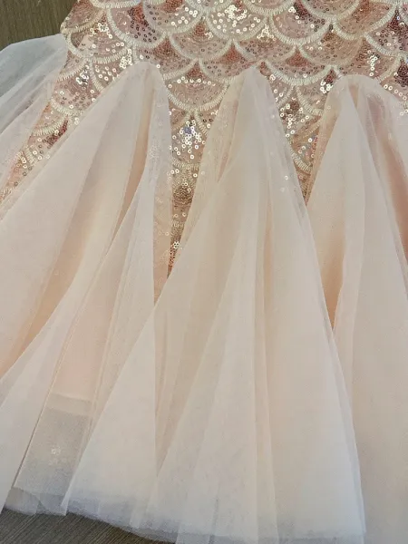 Design Mapplethorpe Pink Pearl-Trimmed Tulle Dress with Bow Accent Dress - 10