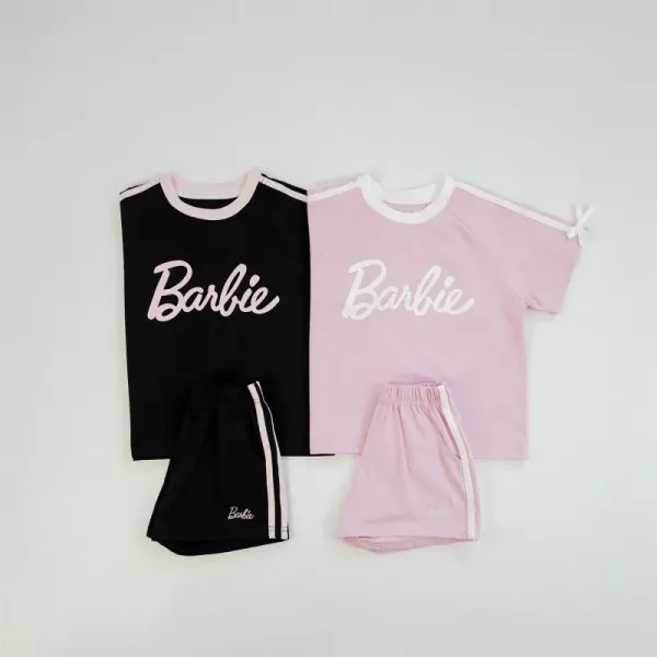 Design Barbie Logo Graphic Set Pink Casual Set Sets - 5