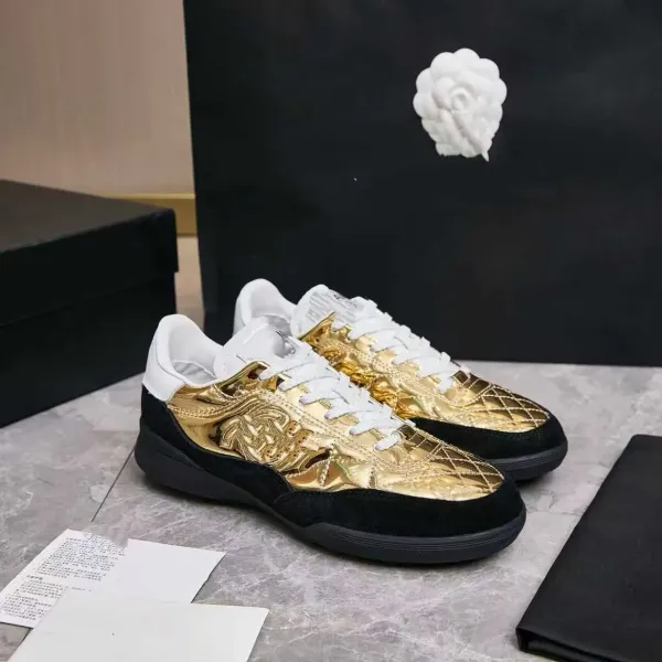 Versace Chain Reaction Gold Quilted Sneakers - 1