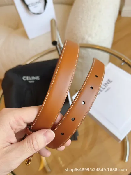 Celine Triomphe Belt Tan Leather Gold-Tone Hardware - 6